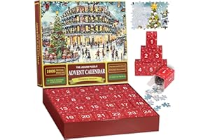 VEWICOKOP Advent Calendar 2024 Jigsaw Puzzle for Kids & Adult - 24 Days Christmas Countdown Calendar, 1008 Pieces Family Game Puzzle Christmas Gift for Boys Girls Teens (Christmas Street View 19.7 x 27.6 inch)