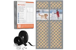 MAGZO Magnetic Thermal Insulated Door Curtain with Perspective Window, 36" x 82", Made of Oxford&Cotton, Insulation Cover Blanket for Winter/Sliding Glass/Patio/Entry/Single/Front/Back Doors, Grey