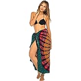 Back From Bali Womens Sarong Beach Swimsuit Bikini Cover up Wrap Peacock & Clip