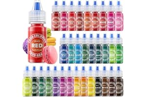 CHERRYSEA Food Coloring - 33 Food Grade Vibrant Colors Food Coloring Liquid Set, Food Dye Color for Baking, Icing, Cookie, Cake Decorating, Easter Egg, DIY Making Supplies Kit (0.25 Fl Oz (Pack of 33))