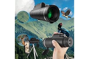 NSXCDH 40x60 HD High Powered Monocular Telescope for Smartphone Phone Holder Monocular with Tripod & 40x Magnification Low Night Vision Easy to Focus for Travelling Hunting