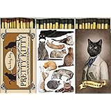 Decorative Cat Lover Match Boxes with Long Matches Great for Lighting Candles, Grills, Fireplaces and More | Set of 3 Large Match Boxes