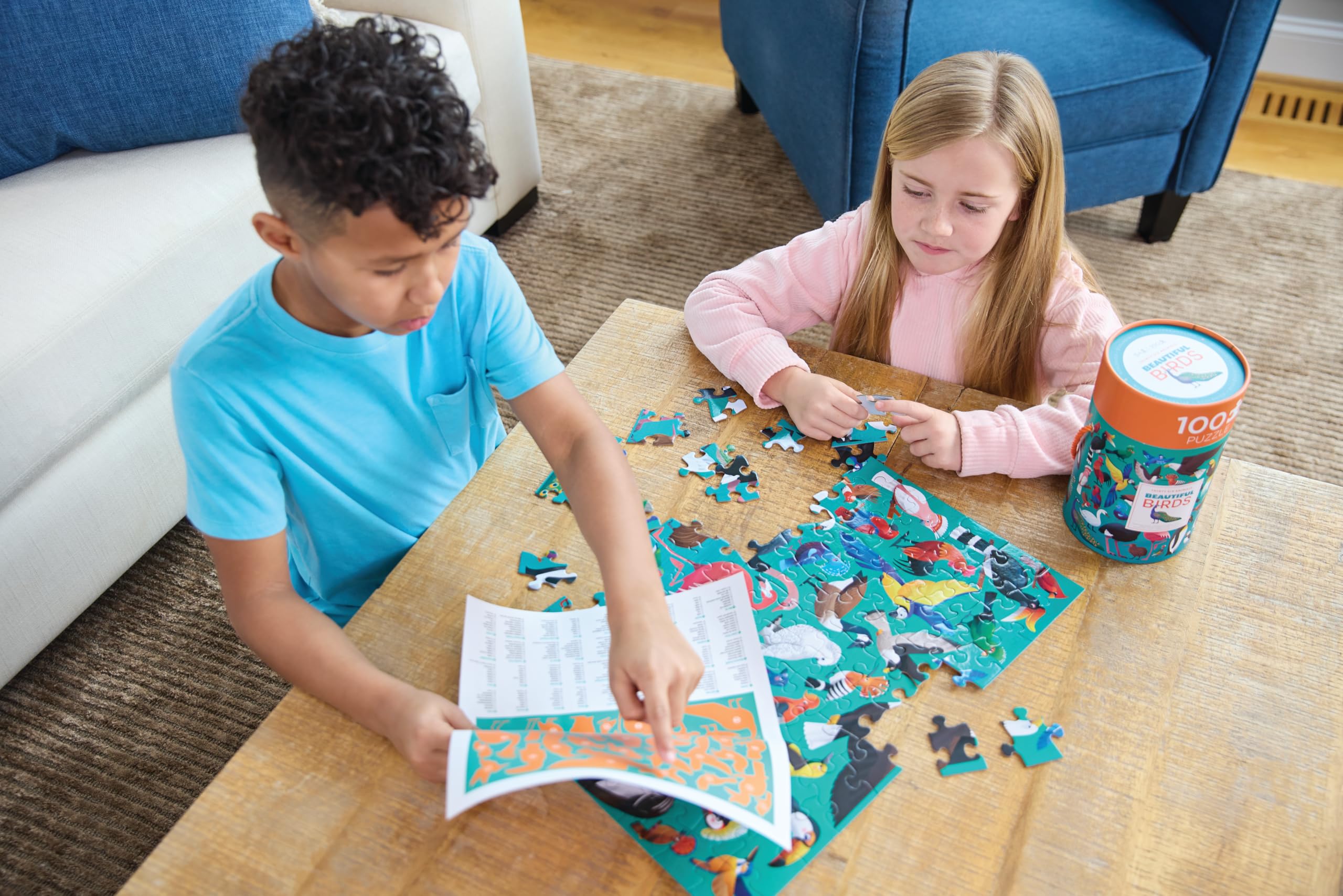 Crocodile Creek 100-Piece Jigsaw Puzzle for Kids Ages 5 and Up - Fun and Educational Table or Floor Puzzles - Storage Canister with Handle - Wild Animals - 14” x 19” Finished