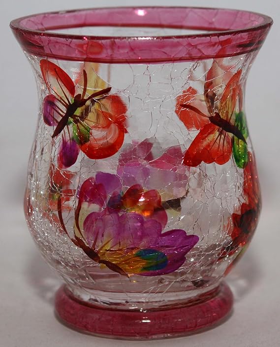 Crackle Glaze Butterfly Votive Candle Holder Pink Amazon.co.uk