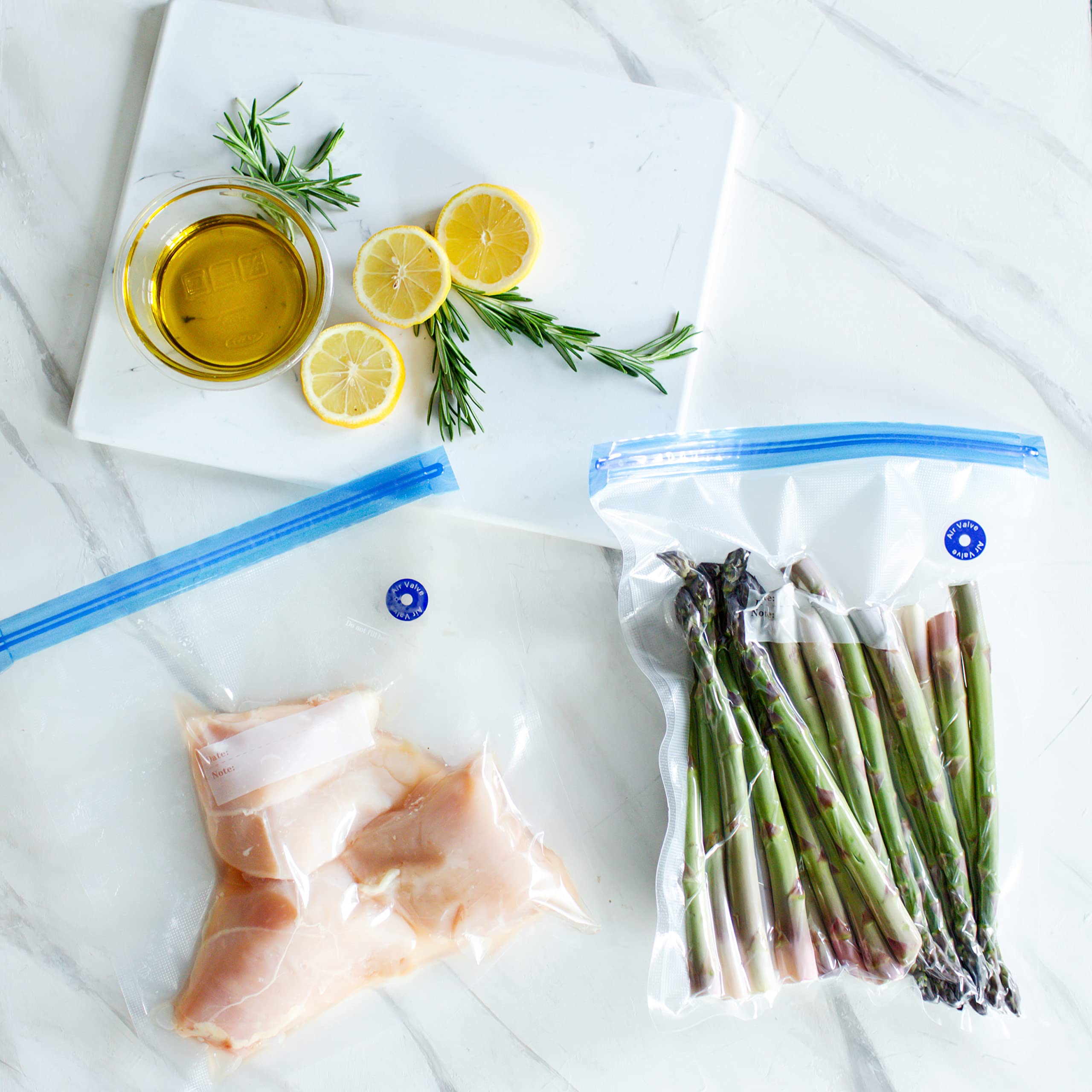 Sous Vide Bags for Joule and Anova Cooker - 52 Pieces Kit with Vacuum Sealer Bags, Hand Pump, Clips - 3 Bag Sizes, Food Storage, Meal Prep - Fits Any Sous Vide Cooking Machine