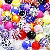 100 Pcs 20mm Beads for Pens Rhinestone Bubblegum Beads Mixed Crystal Acrylic Round Chunky Bead Sparkly Craft Large Balls Bead for Pen Beadable Keychain Bracelet DIY Jewelry Making Supplies