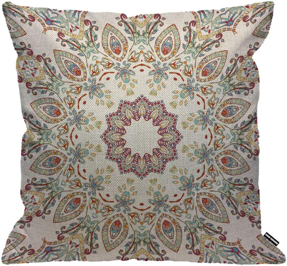 HGOD DESIGNSCushion Cover Bohemian Bohemians Melting Watercolor Colorful Symmetrical Pattern Throw Pillow Cover Home Decorative for Men/Women living room Bedroom Sofa Chair 18X18 Inch