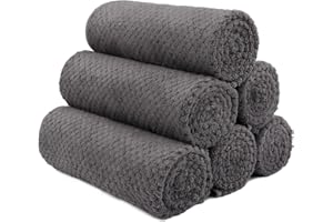 HOMEXCEL Gym Towels 6 Packs, (16x27 inches) Highly Absorbent Yoga Towel, Ultra Soft Hand Towels for Daily Use, Fast Drying Microfiber Workout Towels for Gym, Spa, Fitness, Camping, Hotel