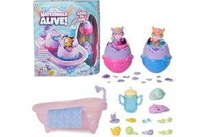Hatchimals Alive, Make a Splash Playset with 15 Accessories, Bathtub, 2 Color-Change Mini Figures in Self-Hatching Eggs, Gifts & Stocking Stuffers for Girls & Boys