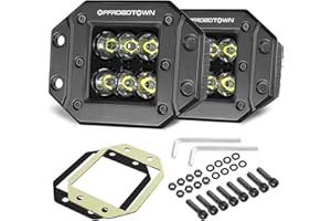 Flush Mount LED Pods, OFFROADTOWN 5'' 12,000LM CREE LED Driving Lights Reverse Backup Light Flush Light Bar Off Road Lights Work Light for Truck Pickup UTV ATV SUV Boat 4x4 Car
