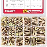 YEEZET 579PCS Grade 8 Heavy Duty Bolts and Nuts Washers Kit, 1/4-20 5/16-18 3/8-16 Hex Bolts Nuts Assortment Kit, Includes 15
