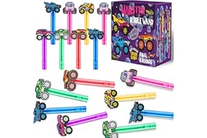 PLOUGVI 24Pcs Truck Bubble Wands for Birthday Party Favors Decorations, Durable Truck Bubble Toys for Kids Pinata Goodie Bag Stuffers & Classroom Prizes