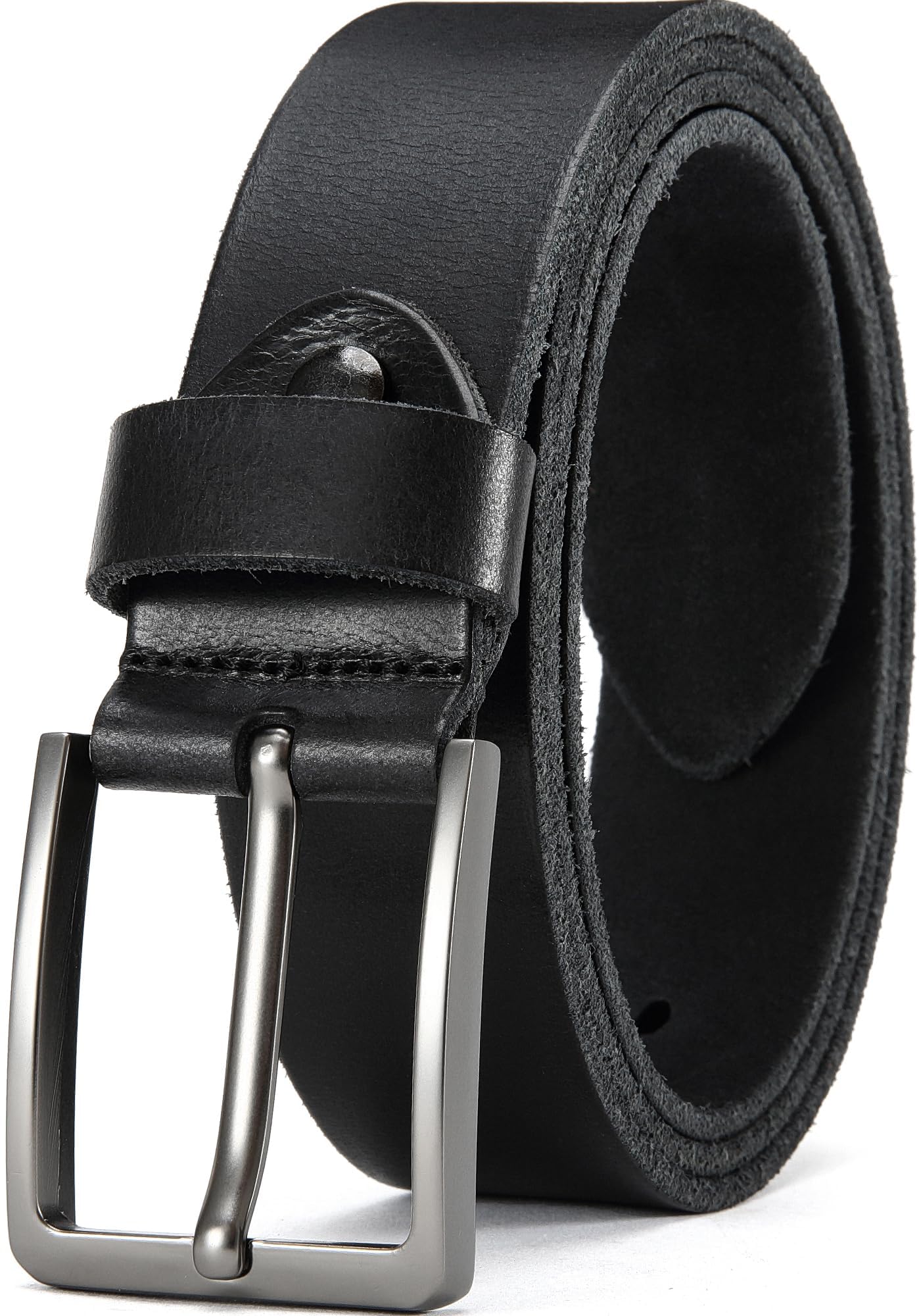 DOOPAI Men's Genuine Leather Casual Belt - 1.5" Handmade Jeans Belt with Gift Box Image