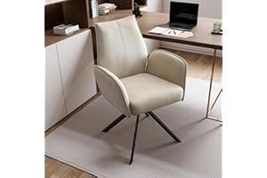jiexi Modern Desk Chair no Wheel, Ergonomic Office Chair Home Office Upholstered Chair, Swivel Arm Chairs with Metal Legs, Computer Chair for Bedroom, Reception Room, Living Room