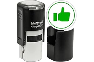 MaxMark Round Self Inking Emoji Stamp - Like - Green Ink