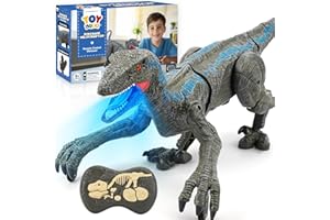 STEAM Life Remote Control Velociraptor Dinosaur Toy for Kids – Realistic RC Dino with Sounds, Lights & Walking Action – Rechargeable Raptor Toy for Boys & Girls