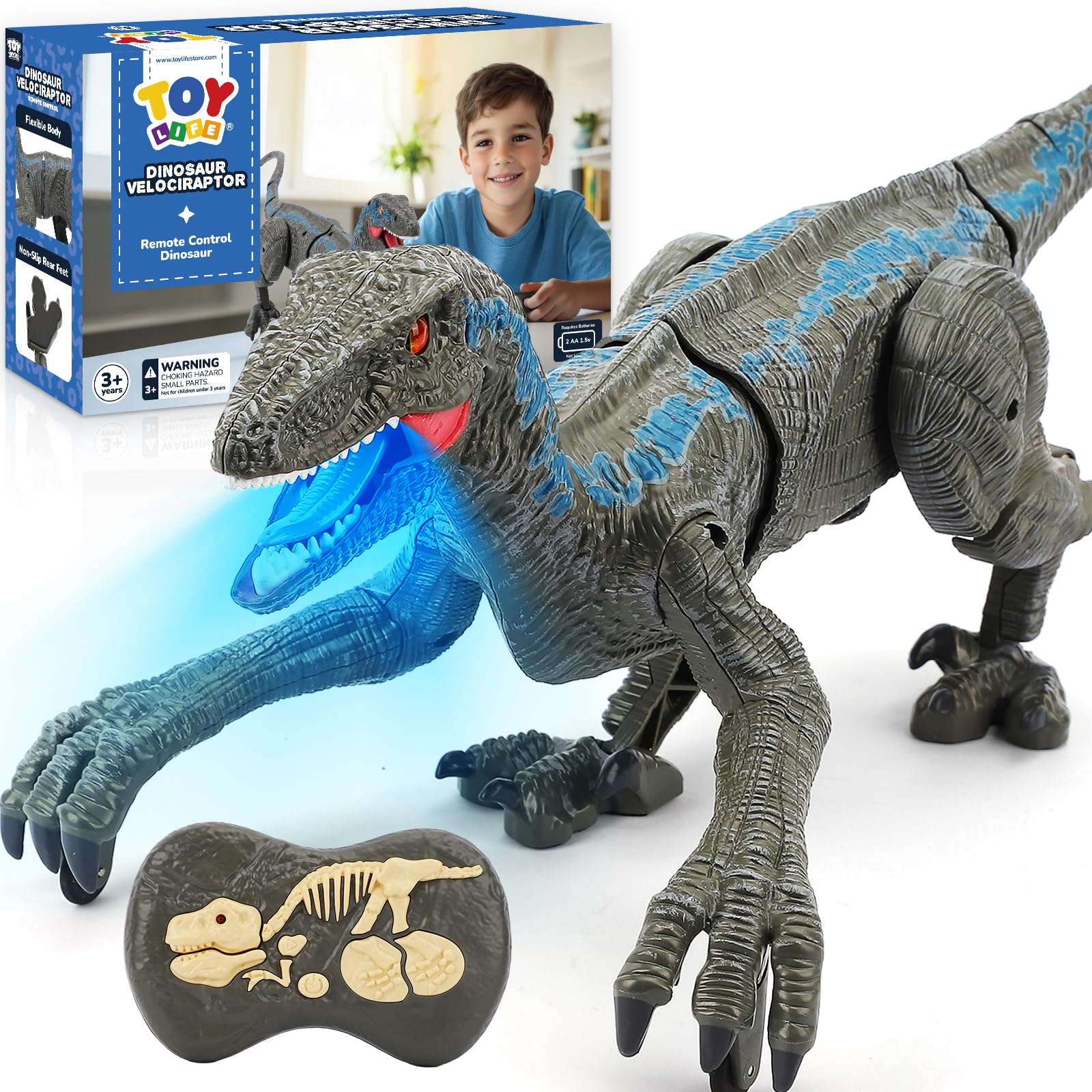 STEAM Life Remote Control Large Velociraptor Dinosaur Toy for Kids ...