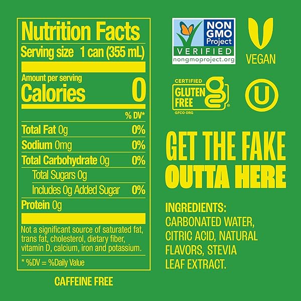 ZEVIA ZERO SUGAR SODA, LEMON LIME TWIST, 12 OZ CANS (24-PACK) – NATURALLY SWEETENED, NON-GMO PROJECT VERIFIED, GLUTEN-FREE, VEGAN