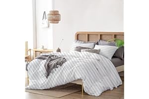 Olivia Rocco Duvet Cover Super King Plus Size 120" x 120" Inch, 1000 Thread Count Soft 100% Egyptian Cotton 1Pcs (1 Duvet Cover) Zipper Closure & Corner Ties, White Stripe