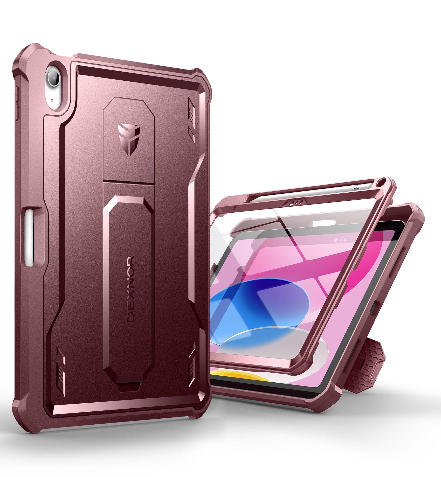 DEXNOR Case for iPad 10th Generation (2022 Release), 360 Protective full body Case with Built-in Screen Protector Bumper Case for iPad 10.9 inch(2022) - Magic Red
