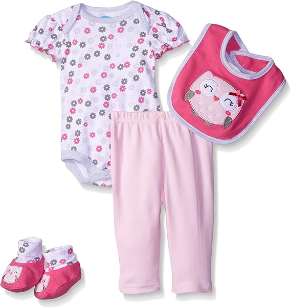 Buy Bon Bebe Baby Girls' 4 Piece Pant Set with Bodysuit Bib and Booties at Amazon.in