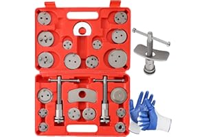 NYXOVA 24pcs Brake Caliper Tool, Heavy Duty Disc Brake Caliper Tool Set, Wind Back Kit for Brake Pad Replacement, Master Disc Brake Caliper Tool Kit Fits Most American, European Makes/Models (Red)
