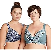Curve Muse Women's Plus Size Unlined Underwire Lace Bra with Cushion Straps-2PK