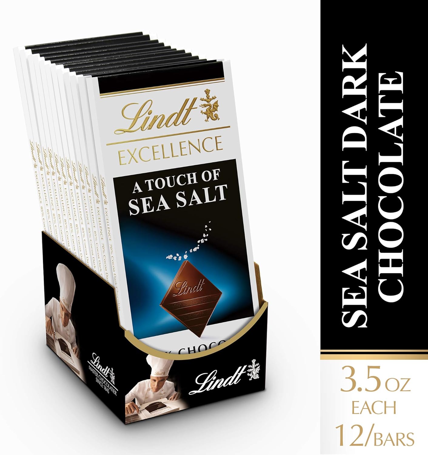 Lindt Excellence A Touch of Sea Salt Dark Chocolate Bar, 3.5Ounce Packages (Pack of 12) Amazon