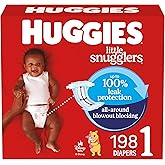 Huggies Size 1 Diapers, Little Snugglers Diapers, Size 1 (8-14 lbs), 198 Count (6 Packs of 33), Packaging May Vary