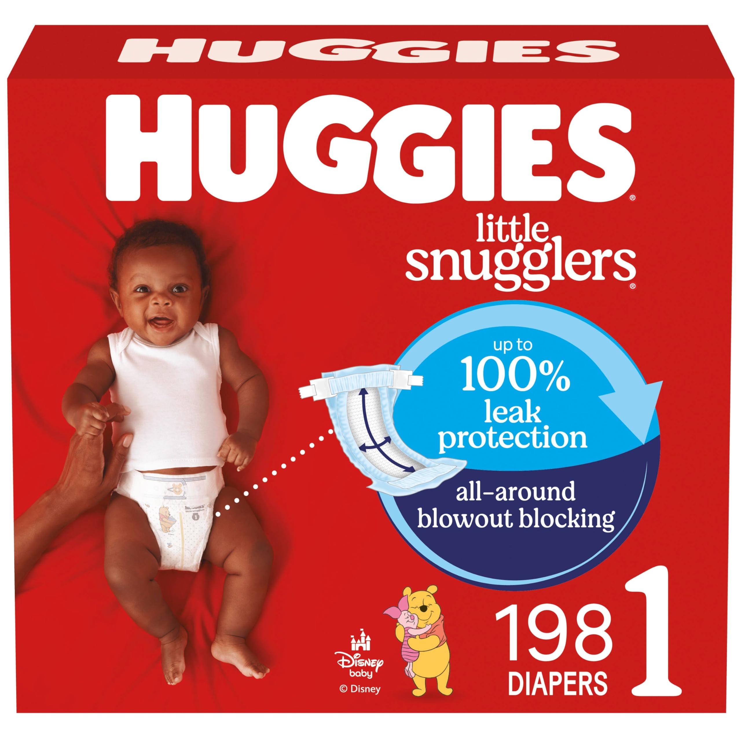 Photo 1 of Huggies Size 1 Diapers, Little Snugglers Diapers, Size 1 (8-14 lbs), 198 Count (6 Packs of 33), Packaging May Vary