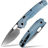 Vosteed Psyop EDC Folding Pocket Knife - 3.32" Elmax Satin Blade - Top Liner Lock, Blue Norplex UltreX&trade; Micarta Handle - Surviving, Camping Knives - A2214