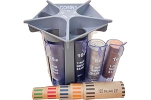 CO5IN1 Change Sorter Tube as Coin Counter Machine with Coin Wrappers, Coin Sorter Change Counter, Coin Organizer & Coin Holder Coin Roller, Empty your Pocket Change Piggy Bank & Coin Bank Quick & Easy