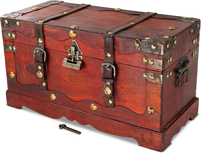 Amazon.de: Brynnberg Schatztruhe groß mit Schloss 39x18x21cm Holztruhe ...
