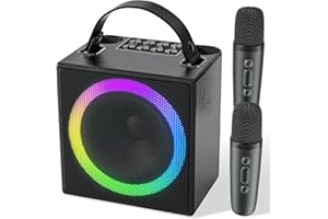 Verkstar Karaoke Machine, 2024 Upgraded Karaoke Portable Systems with Two Microphones Storage, Bluetooth Karaoke Speaker Singing Machine for Adults Kids, Gifts for Girls Boys Party