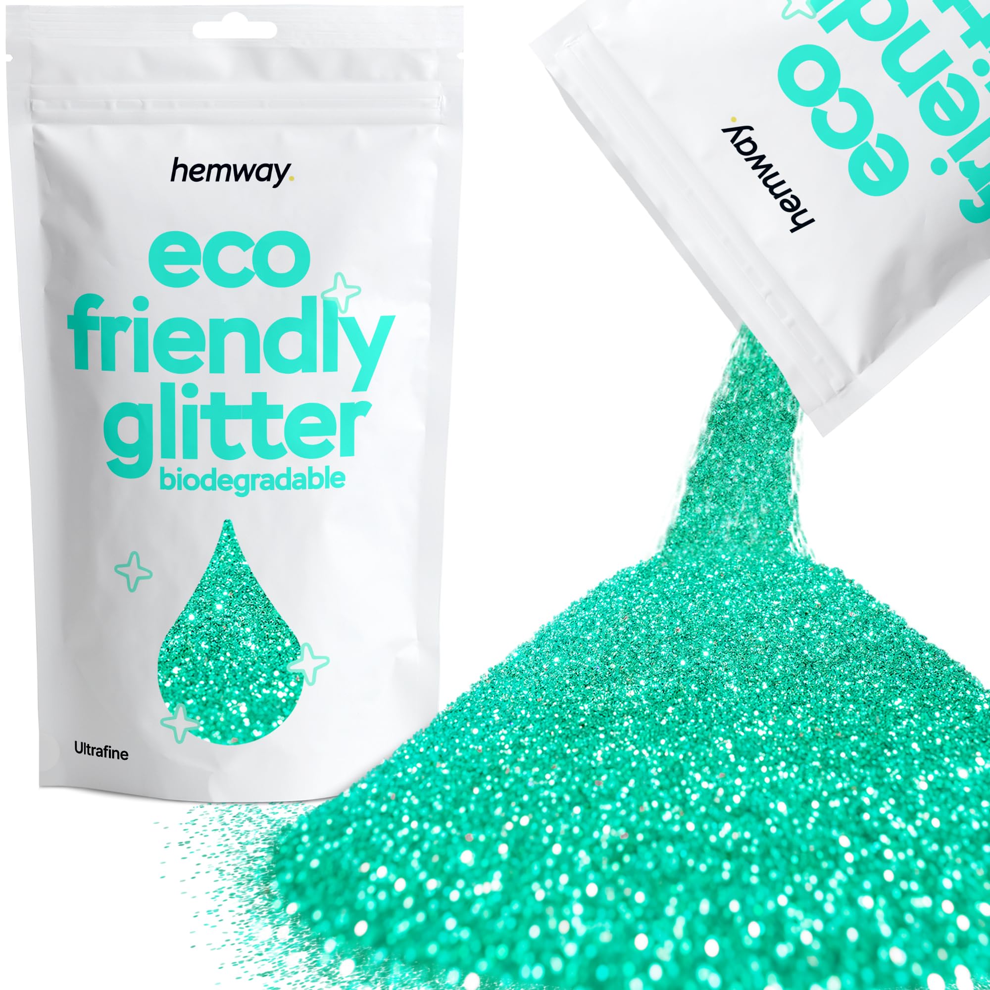 Eco Friendly Biodegradable Glitter | Turquoise Blue - Ultrafine 100g, Plant Based, Biodegradable Glitter for Craft, Face, Hair, Nail, Body and Festival - Hemway — image 1