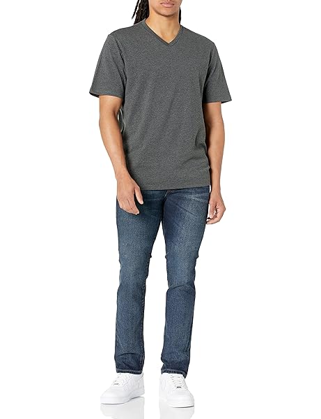 AMAZON ESSENTIALS 100% COTTON T SHIRTS FOR MEN, REGULAR-FIT SHORT-SLEEVE V-NECK, PACK OF 2, AVAILABLE IN BIG & TALL, CHARCOAL HEATHER, 6X-LARGE BIG TALL