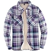 ThCreasa Womens Sherpa Fleece Lined Flannel Shirt Jacket Warm Button Up Plaid Shirt Jac (Sherpa Fleece Throughout)