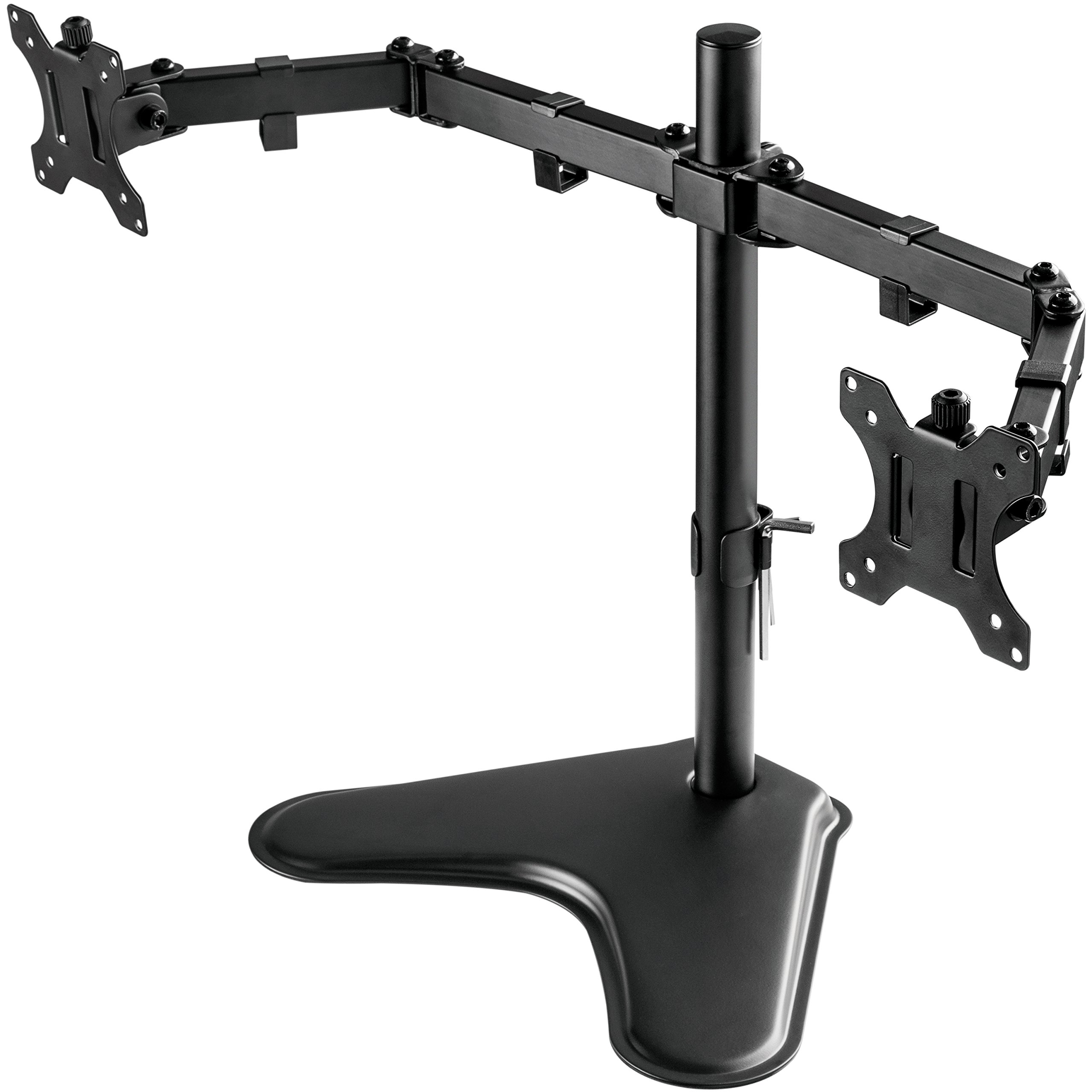Dual Monitor Mount Perlegear, Free Standing Two Arm Monitor Stand for
