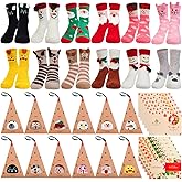 Foaincore 12 Pairs Christmas Fuzzy Socks Bulk in Gift Box Women Cozy Animal Soft Fluffy Slipper Sock Winter Xmas Holiday Gift