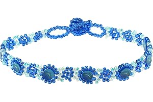 BLUERICA Fimo Discs with Dolphin Design on Blue Glass Seed Beads Anklet
