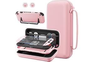 FANPL Pink Case Bundle for Nintendo Switch 2 (2025) Accessories, Portable Hard Carrying Cover with Protective Skin , Screen Protector, 2 Thumb Grips