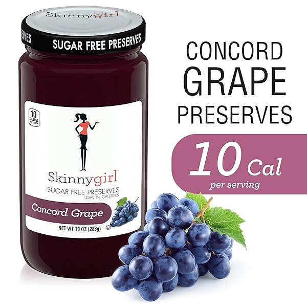 SKINNYGIRL SUGAR FREE KOSHER PRESERVES, CONCORD GRAPE, 10 OUNCE