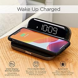 iHome Wireless Charger with Alarm Clock and USB
