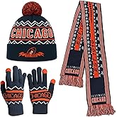 Vintage Classic Skull Cap Beanie Hat with Warm Gloves and ‌Extended Scarf Cuffed Winter Hat Knit Comes