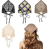 Bewudy 4 PCS Hollow Crochet Bandanas Headbands Women Knitted Headscarf Vintage Hair Bandanas for Women Girls Head Kerchief Styling Decor