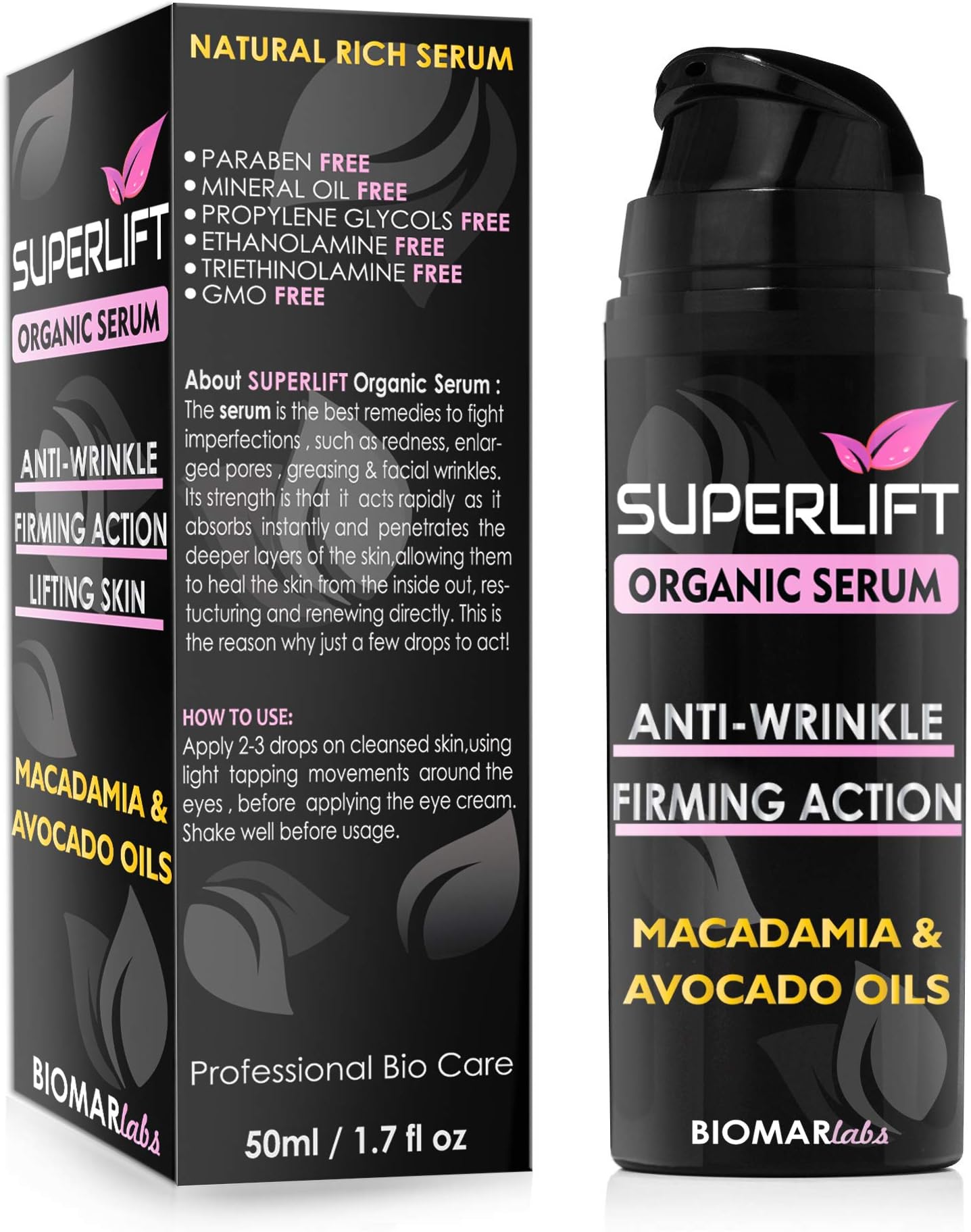 SUPERLIFT Bio Face Lift Serum Anti-Wrinkle Lifting & Firming Organic Serum , Moisturizing , Anti Ageing ,The Best & Most Powerful Natural Serum , Eye serum , Vegan, Natural Skin Care - 50ml by Biomar