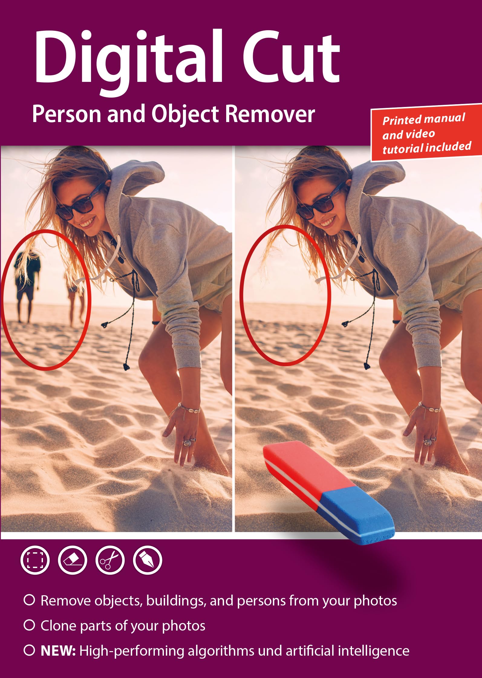 Photo Cut PRO for Windows 11, 10, 8.1, 7 - Edit, remove and change the background from your pictures easily - get rid of unwanted objects - make collages - apply filters and other effects