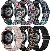 6 Pack Stretchy Bands Compatible with Samsung Galaxy Watch 7 6 5 4 40mm 44mm/Galaxy Watch 6 4 Classic 42mm 46mm 43mm 47mm/Galaxy 5 Pro 45mm/Active 2, 20mm Elastic Nylon Sport Strap for Men Women