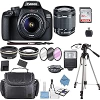 Canon EOS 4000D Digital SLR Camera w/ 18-55MM DC III Lens Kit (Black) with Accessory Bundle, Package Includes: SanDisk…