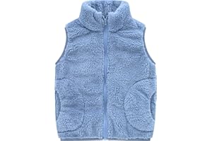 AIWUHE Toddler Boys Girls Fleece Vest Kids Polar Fleece Zipper Jacket Sleevless Fall Winter Warm Outerwear With Pockets 2-6Y